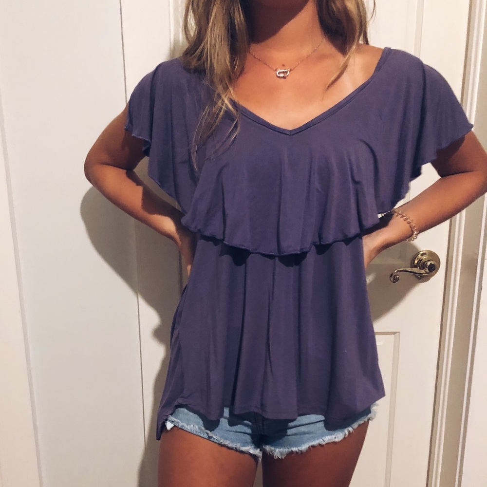 Purple ruffle shirt